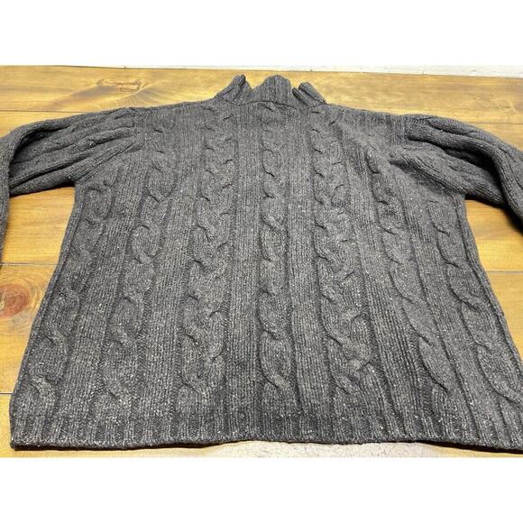 American Eagle Donegal Cable Knit Mock Neck Fisherman Sweater Lambswool Sz. L - Picture 11 of 12